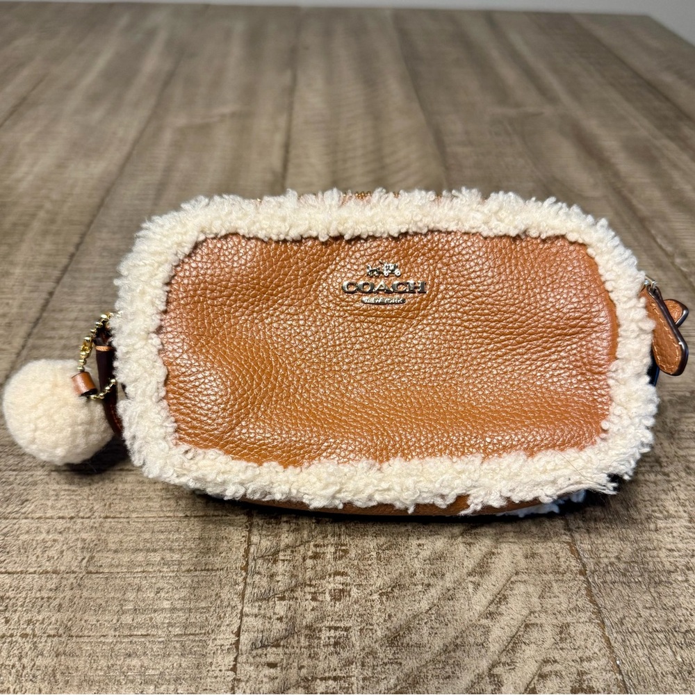Coach Tan Leather and Shearling Crossbody Mini Bag Excellent Condition